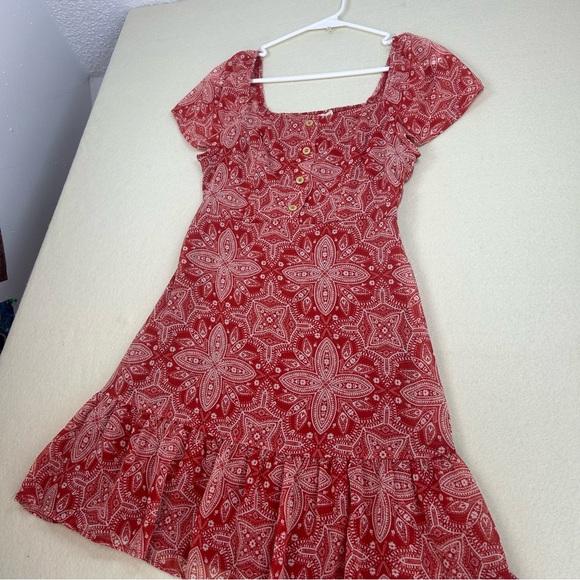 live to be spoiled Dresses & Skirts - Red Paisley Dress with Button Detail Live to be Spoiled